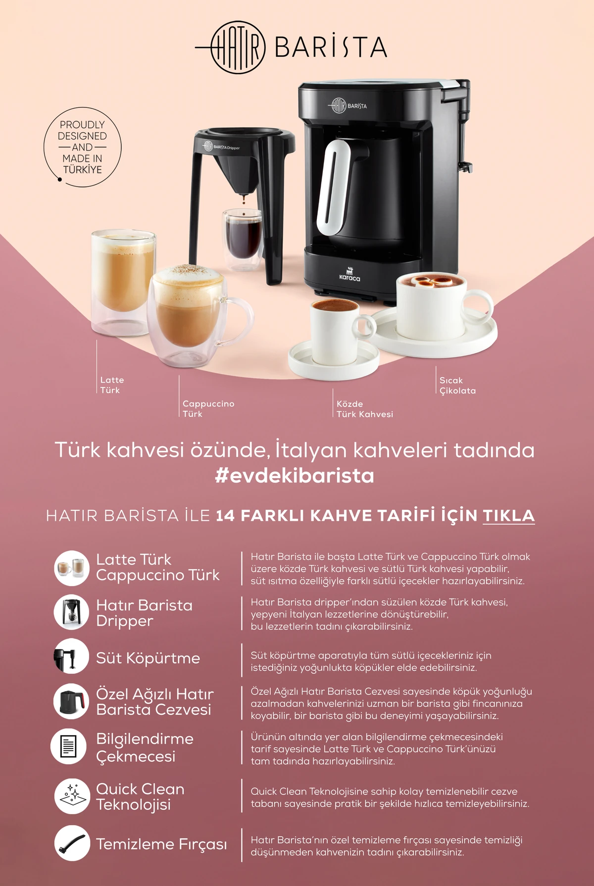 Karaca Hatır Barista Cappuccino ve Türk Kahve Makinesi   Antrasit (2)