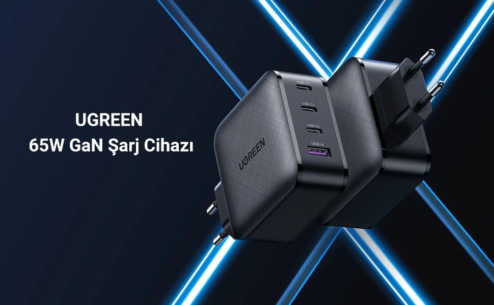 Ugreen Gan X 65W 3 Type C PD ve USB Hızlı Şarj Cihazı 2024  tanıtım (1)